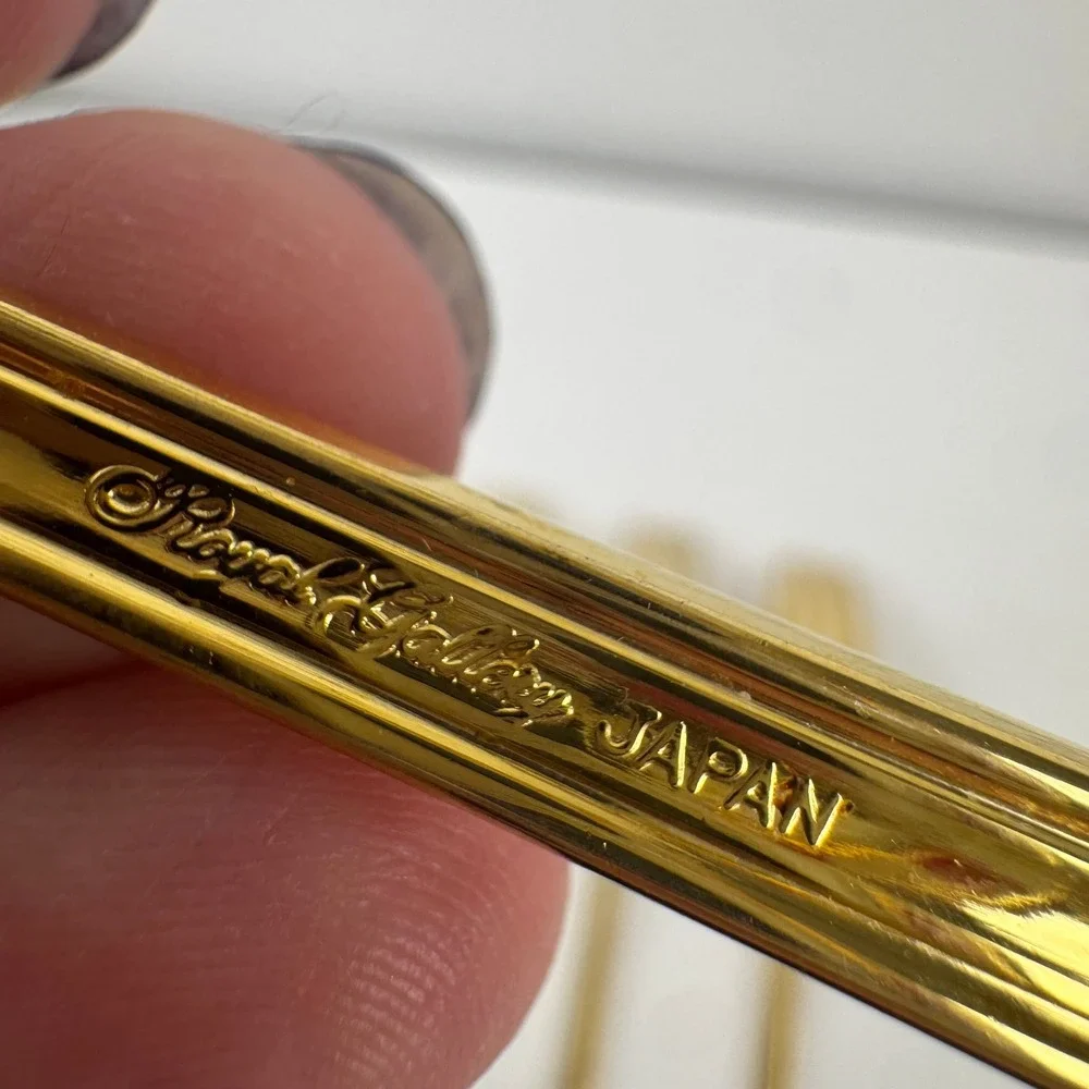 Vtg Royal Gallery Gold Tone Dinner Forks Set 6 Japan Flared Scroll Handle